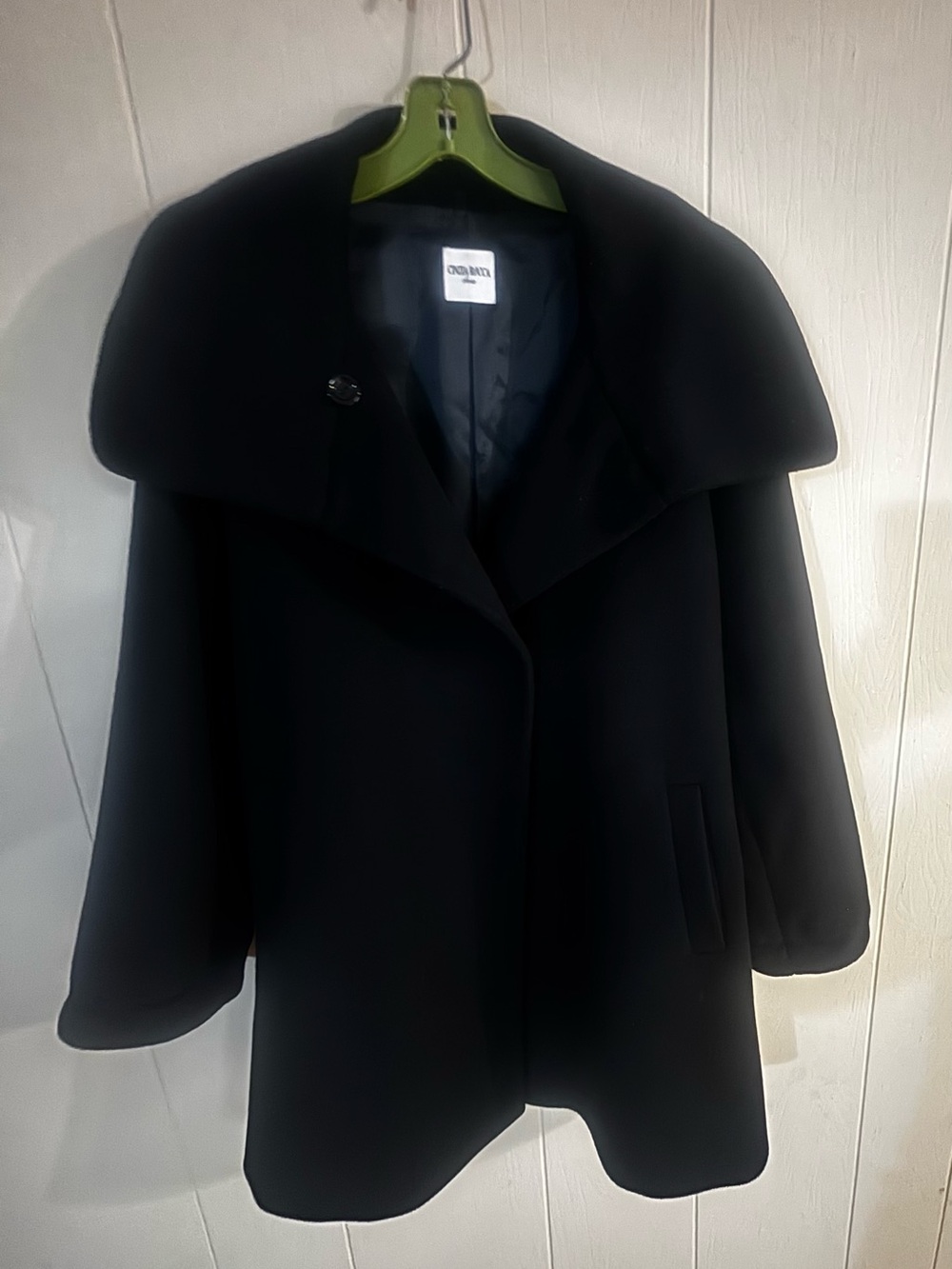 Cinzia Rocca Wool Cashmere size 10 Coat Jacket Black with broad Collar